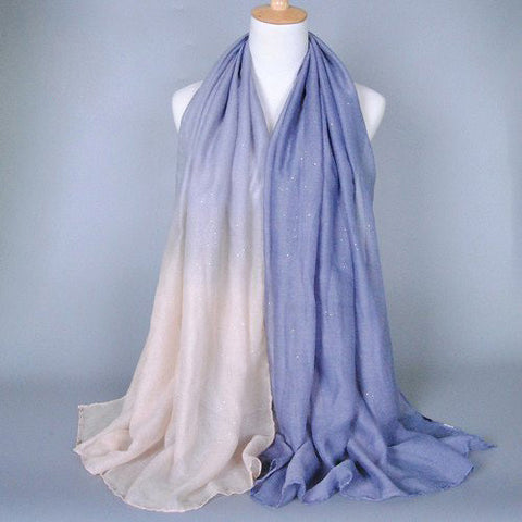 Glittering Periwinkle and White Gradient Hijab
