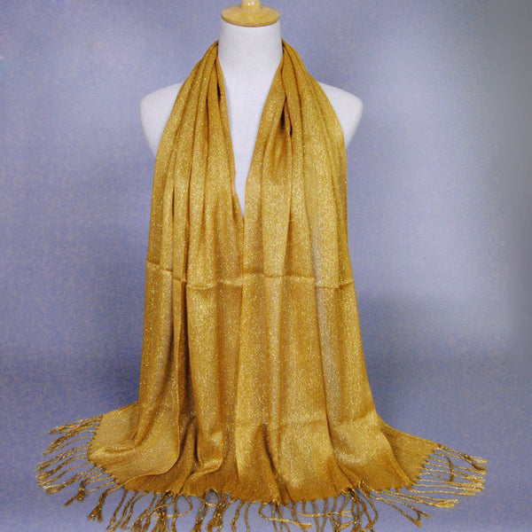 Yellow Best Tasseled Shimmer Hijab