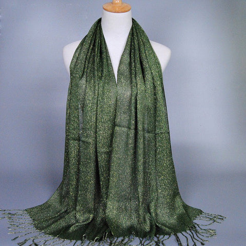 Green Best Tasseled Shimmer Hijab