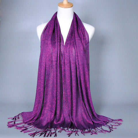 Purple Best Tasseled Shimmer Hijab