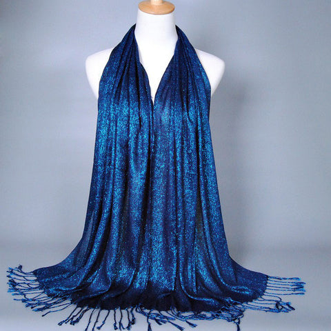 Blue Best Tasseled Shimmer Hijab