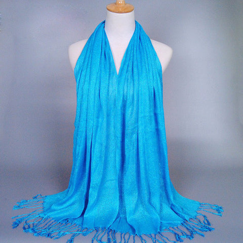 Blue Best Tasseled Shimmer Hijab