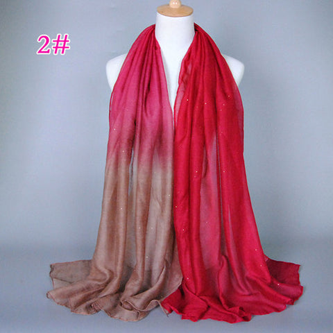 Glittering Red and Brown Gradient Hijab