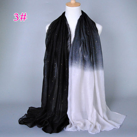 Glittering Black and White Gradient Hijab