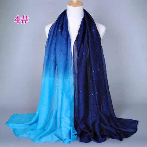 Glittering Navy and Light Blue Gradient Hijab