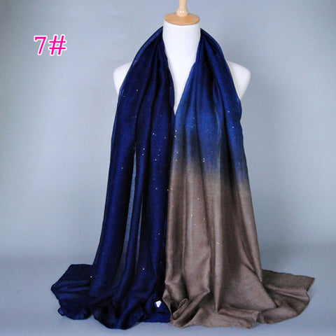 Glittering Navy and Grey Gradient Hijab
