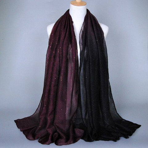 Glittering Black and Purple Gradient Hijab