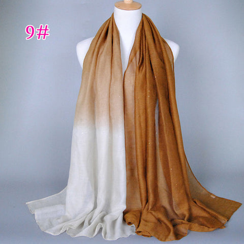 Glittering Light Brown and White Gradient Hijab