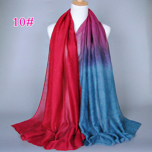 Glittering Red and Blue Gradient Hijab