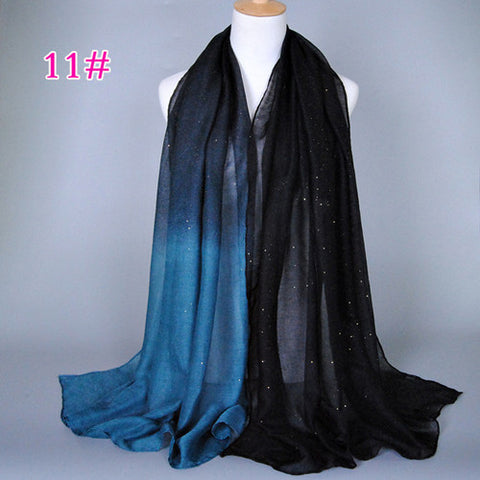 Glittering Black and Blue Gradient Hijab