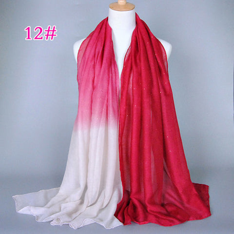 Glittering Red and White Gradient Hijab