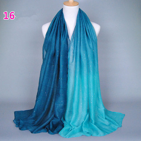 Glittering Dark and Light Blue Gradient Hijab