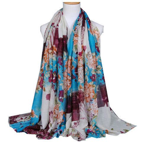 Best Blue Purple Ferris Wheel Flowers Hijab