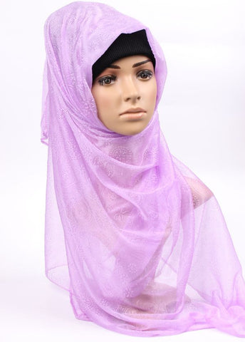 Solid Lavender Embroidered Hijab