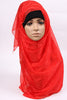 Solid Red Embroidered Hijab