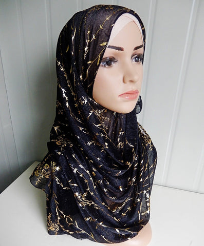 Black and Gold Jasmine Hijab