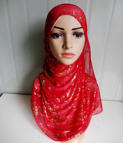 Red and Gold Jasmine Hijab