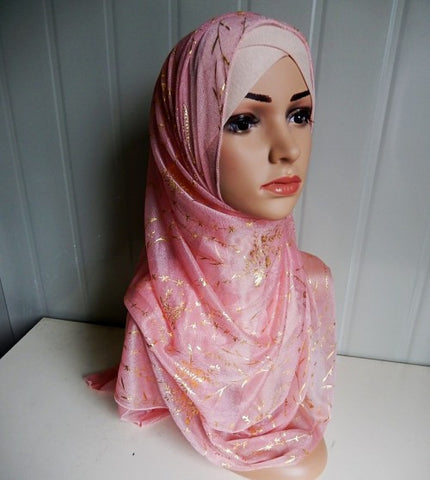 Pink and Gold Jasmine Hijab