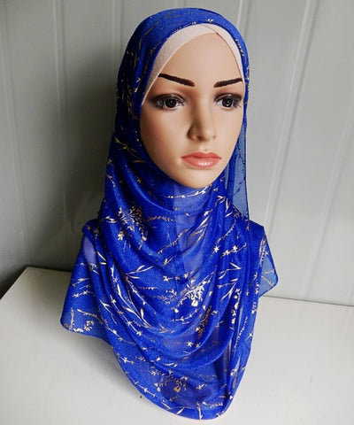 Blue and Gold Jasmine Hijab