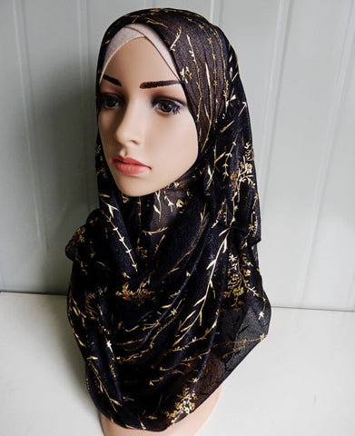Black and Gold Jasmine Hijab