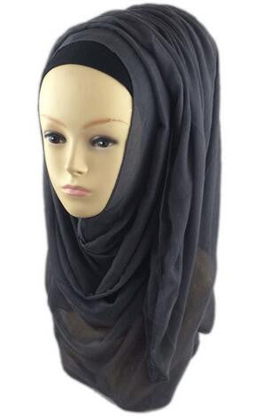 Dark Grey Black Best Solid Chiffon Hijab