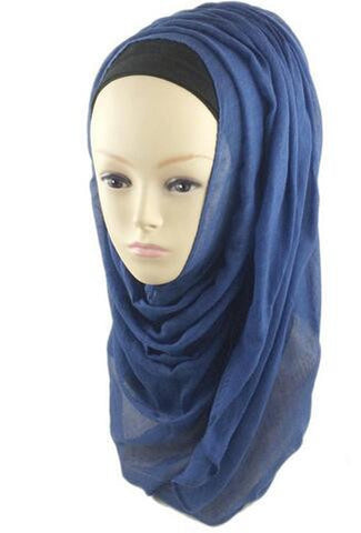 Solid Dark Blue Chiffon Hijab