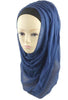 Solid Dark Blue Chiffon Hijab