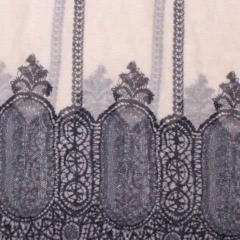 European Vintage Beige Lace Embroidered Hijab